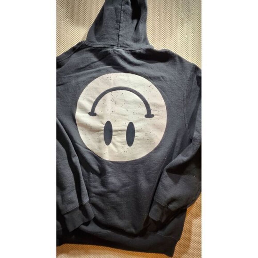 Killjoy Smiley Face Hoodie Black Graphic Sweatshirt Streetwear Core‎ Fleece SZ M - Picture 3 of 9